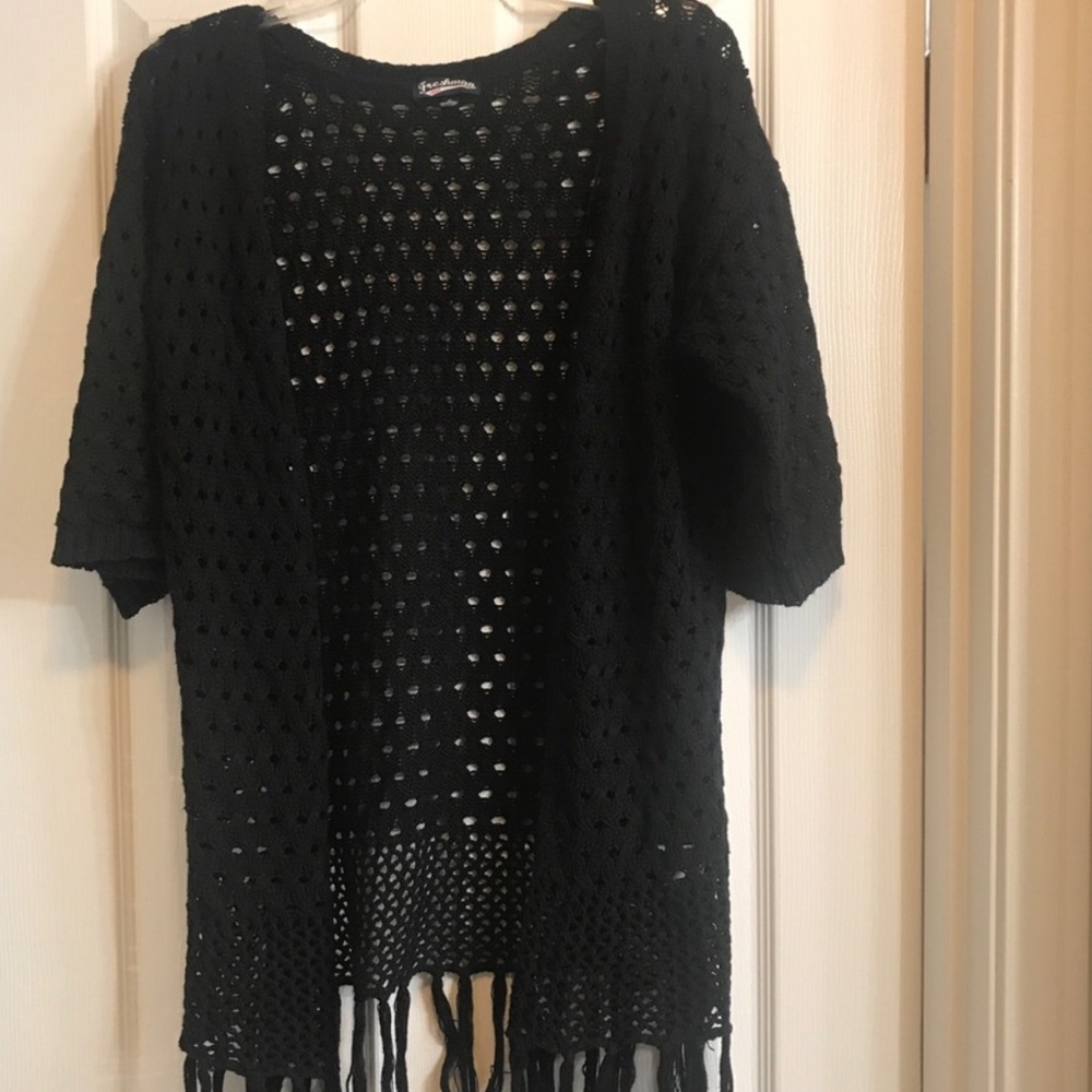 Kohl’s Freshman Open Knit Crochet Fringe Cardigan